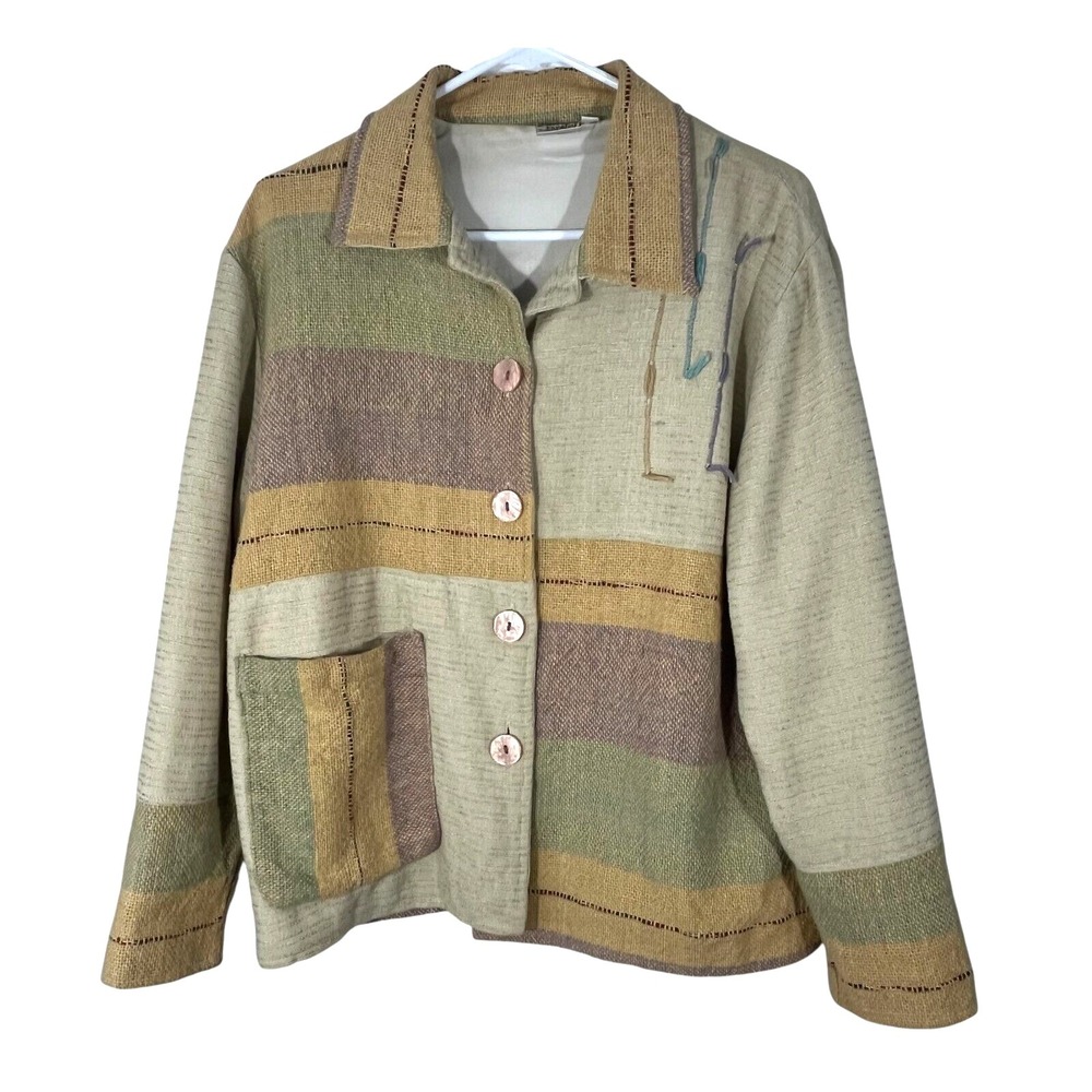 Parsley & Sage Women's Vintage Tweed Embroidered Jacket Blazer Boho‎ S